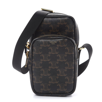 Celine Triomphe Canvas Calfskin Mini Pocket Messenger Bag Black 1 of 9