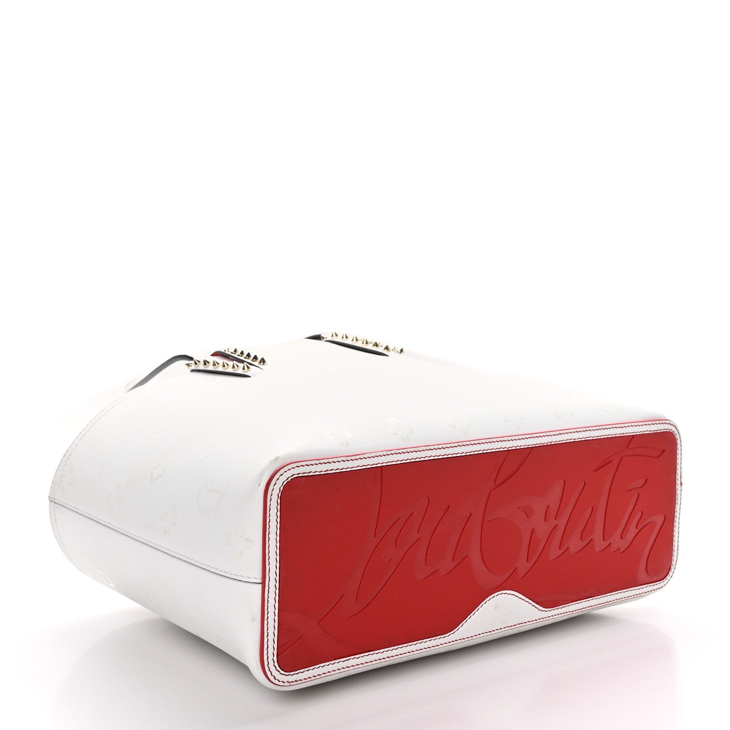 Christian Louboutin Calfskin Spikes Small East West Cabata Tote Snow 5 of 11