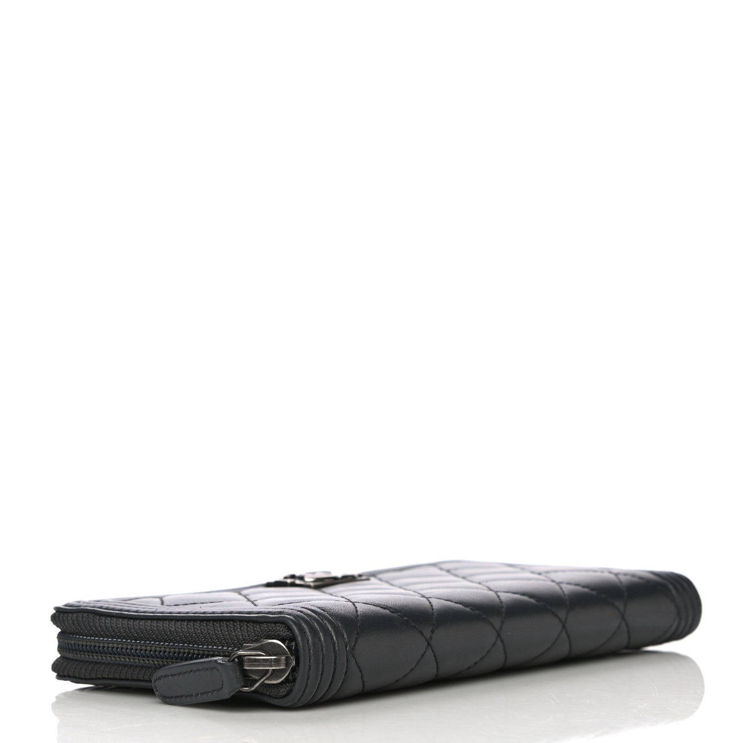 Chanel Lambskin Quilted Boy Zip Around Wallet Dark Grey 4 of 18