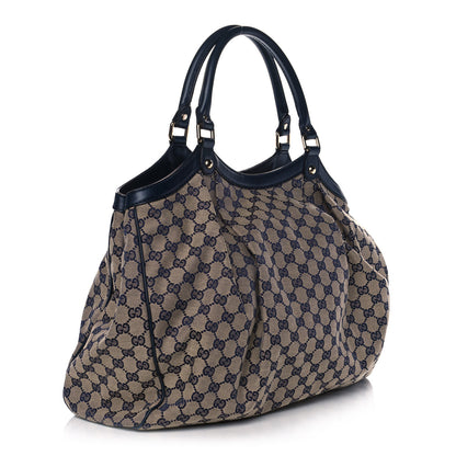 Gucci Monogram Calfskin Large Sukey Tote Beige Blue 3 of 12