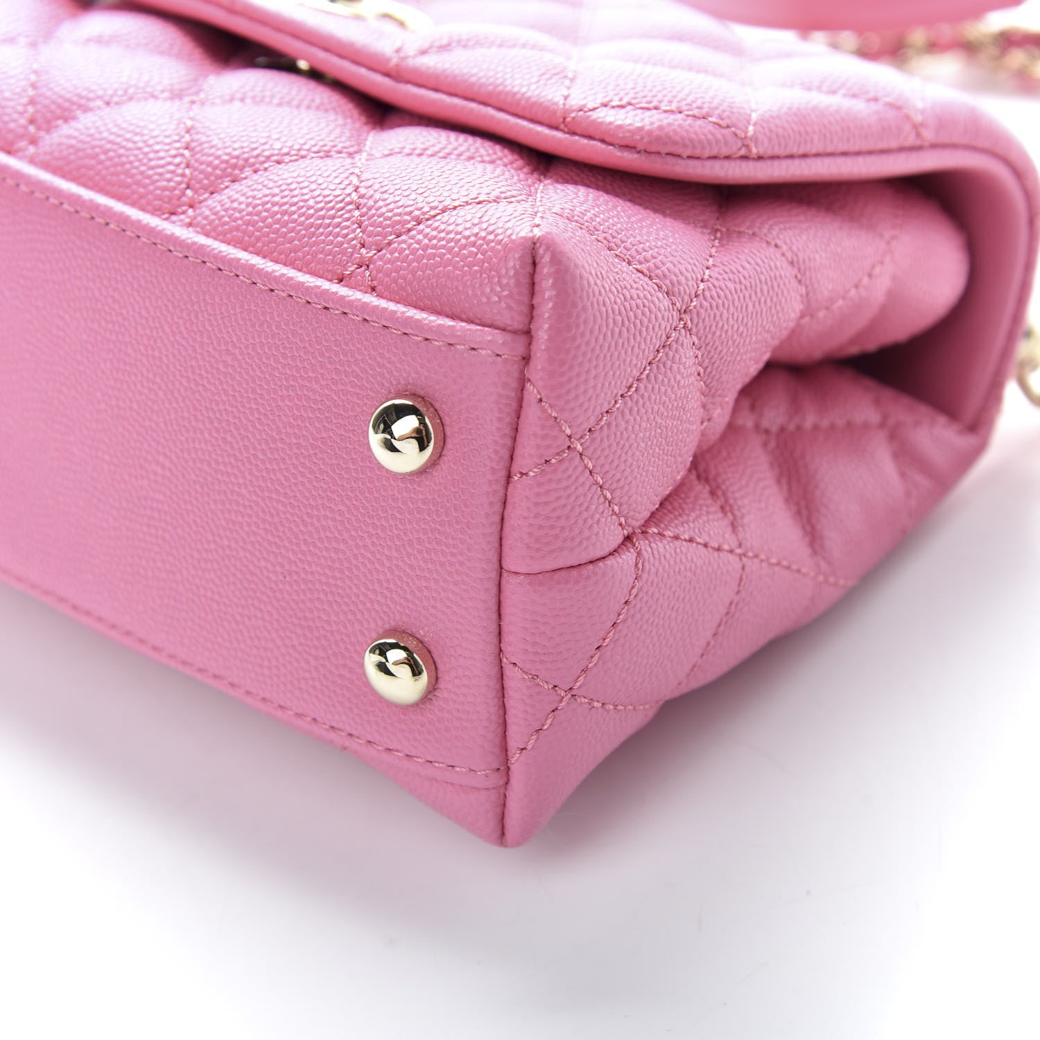 Chanel Caviar Quilted Lizard Embossed Extra Mini Coco Handle Flap Pink 7 of 11