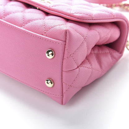 Chanel Caviar Quilted Lizard Embossed Extra Mini Coco Handle Flap Pink 7 of 11