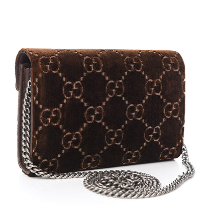 Gucci Velvet GG Monogram Mini Dionysus Chain Wallet Brown 3 of 10