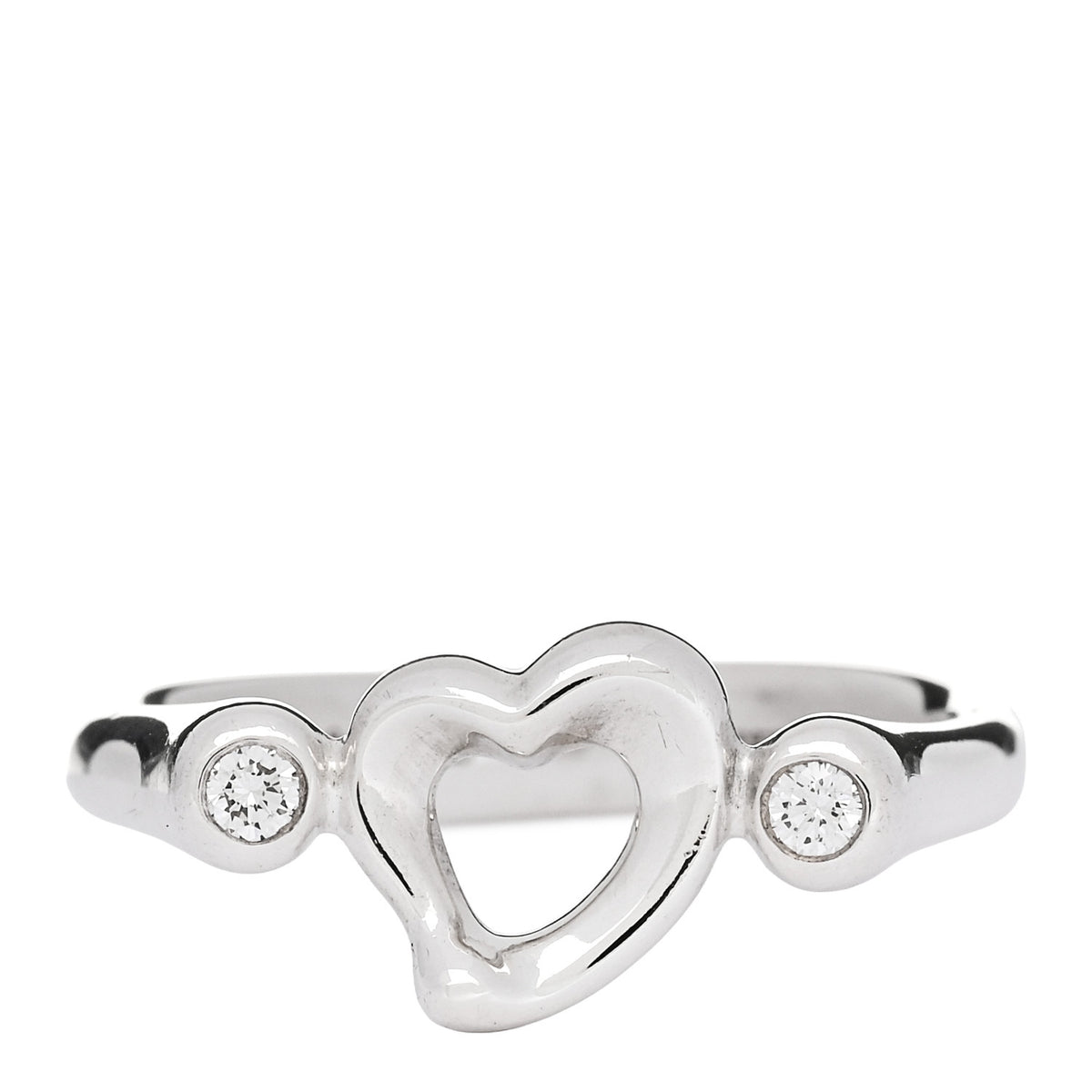 Sterling Silver Diamond Elsa Peretti Open Heart Ring 57 8