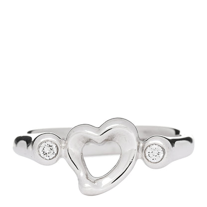 Tiffany Sterling Silver Diamond Elsa Peretti Open Heart Ring 57 8 1 of 5