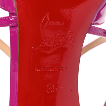 Christian Louboutin Patent Cross Blake 100 Pumps 35 Rose Indien 6 of 7