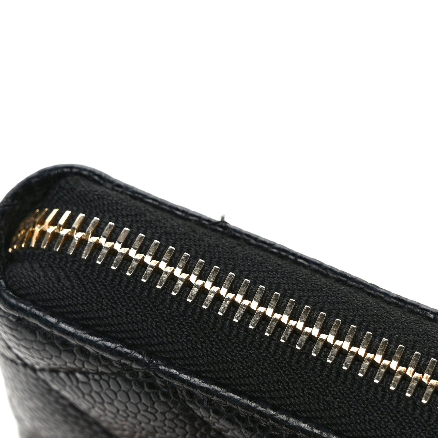 Caviar Quilted Large Gusset Zip Around Wallet Black