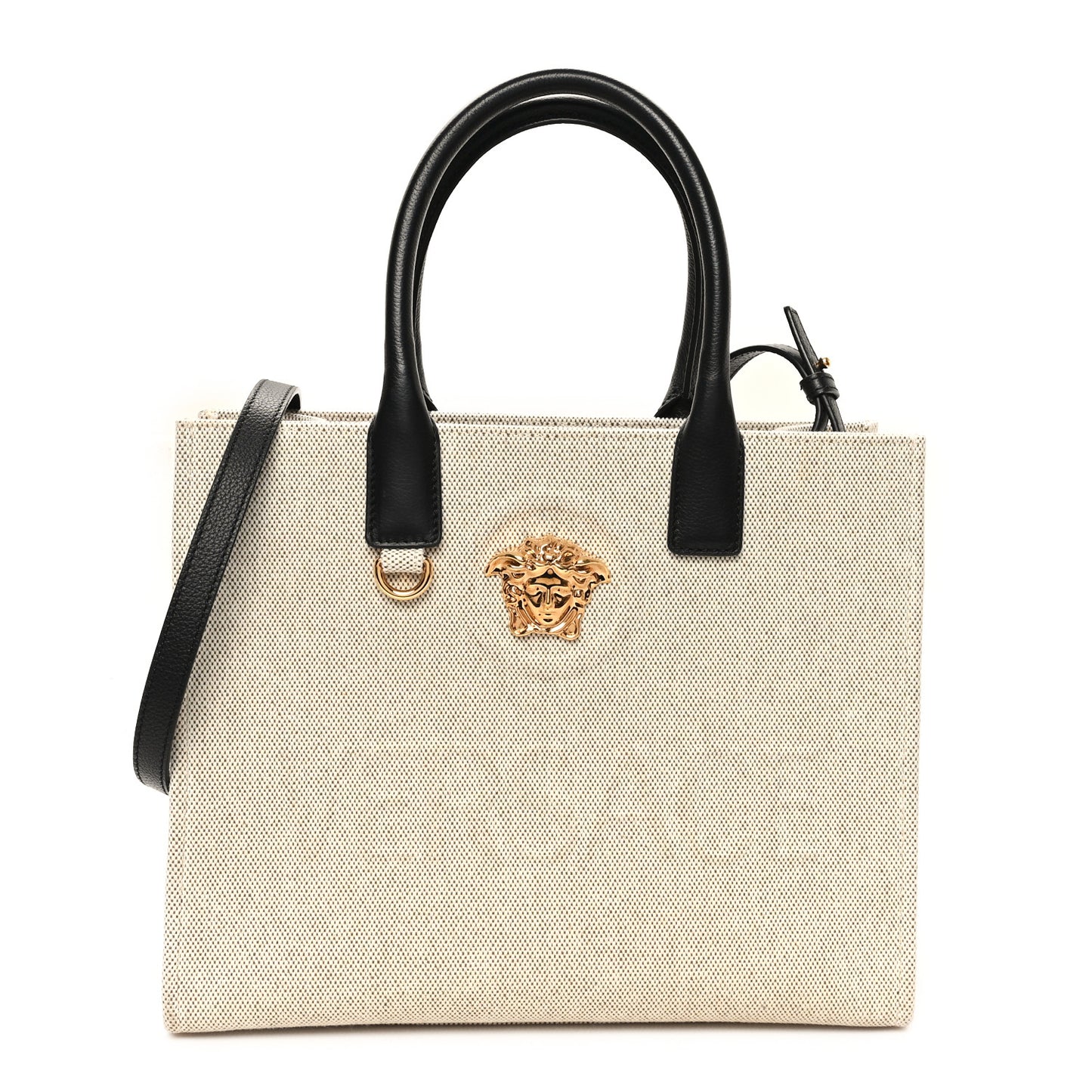 Canvas Calfskin La Medusa Tote Bag Beige