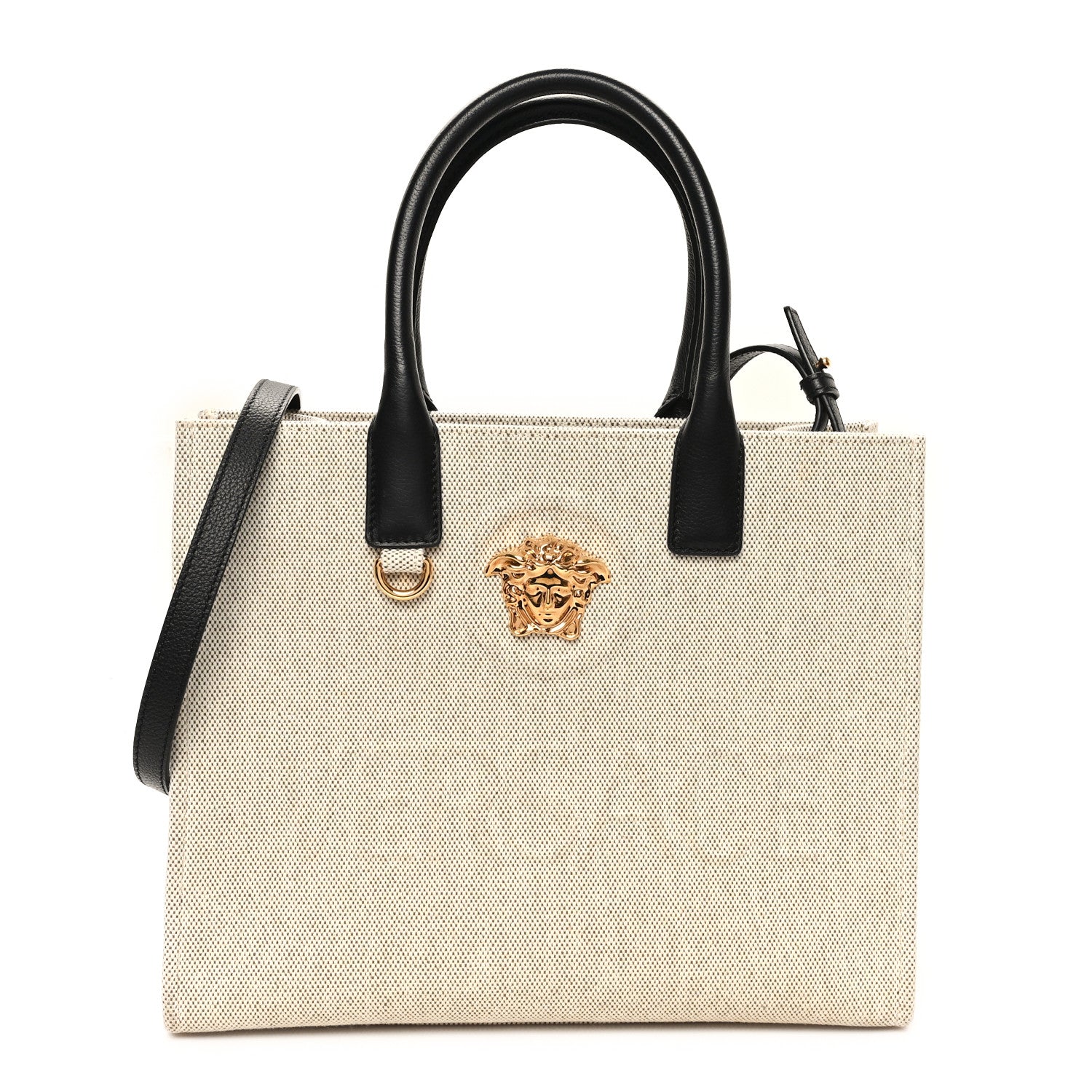 Versace Canvas Calfskin La Medusa Tote Bag Beige 1 of 10