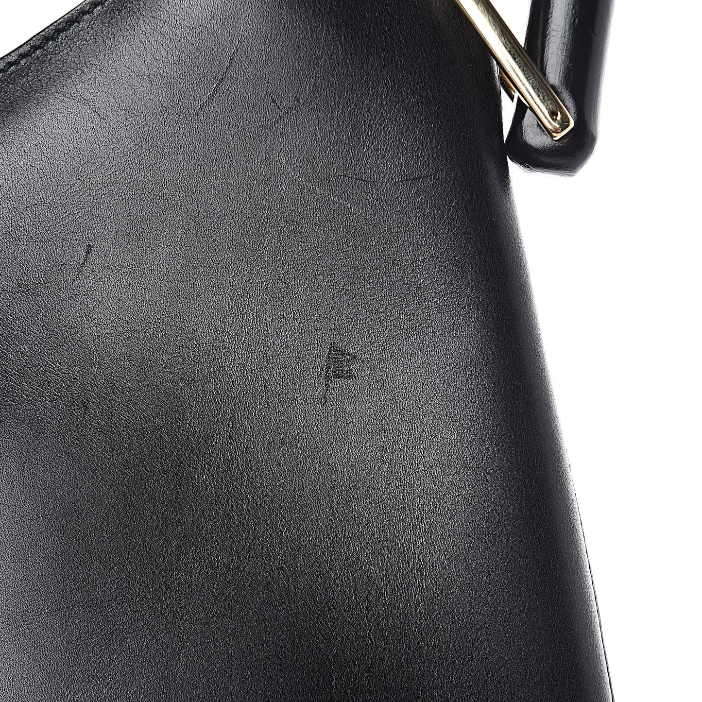 Smooth Calfskin Bamboo Handle Shoulder Bag Black