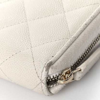 Chanel Caviar Quilted Large Gusset Zip Around Wallet White 12 of 20