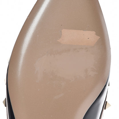 Valentino Garavani Patent Rockstud Cage Ballerina Flats 37 Black Poudre 8 of 14