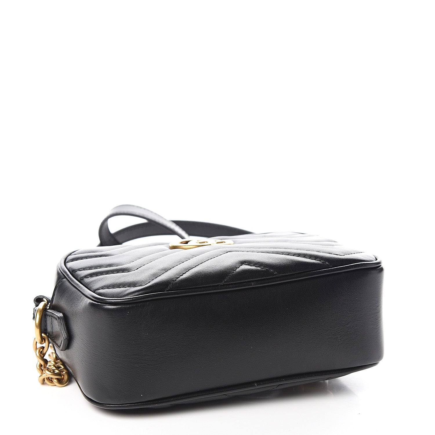Gucci Calfskin Matelasse Mini GG Marmont Chain Shoulder Bag Black 3 of 9