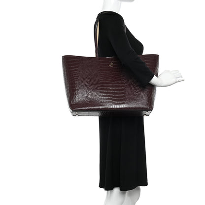 Jimmy Choo Crocodile Embossed Calfskin JC Tote Bordeaux 2 of 9