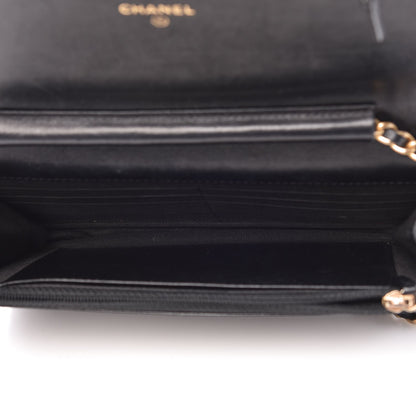Chanel Velvet Quilted Wallet On Chain WOC Black 5 of 8