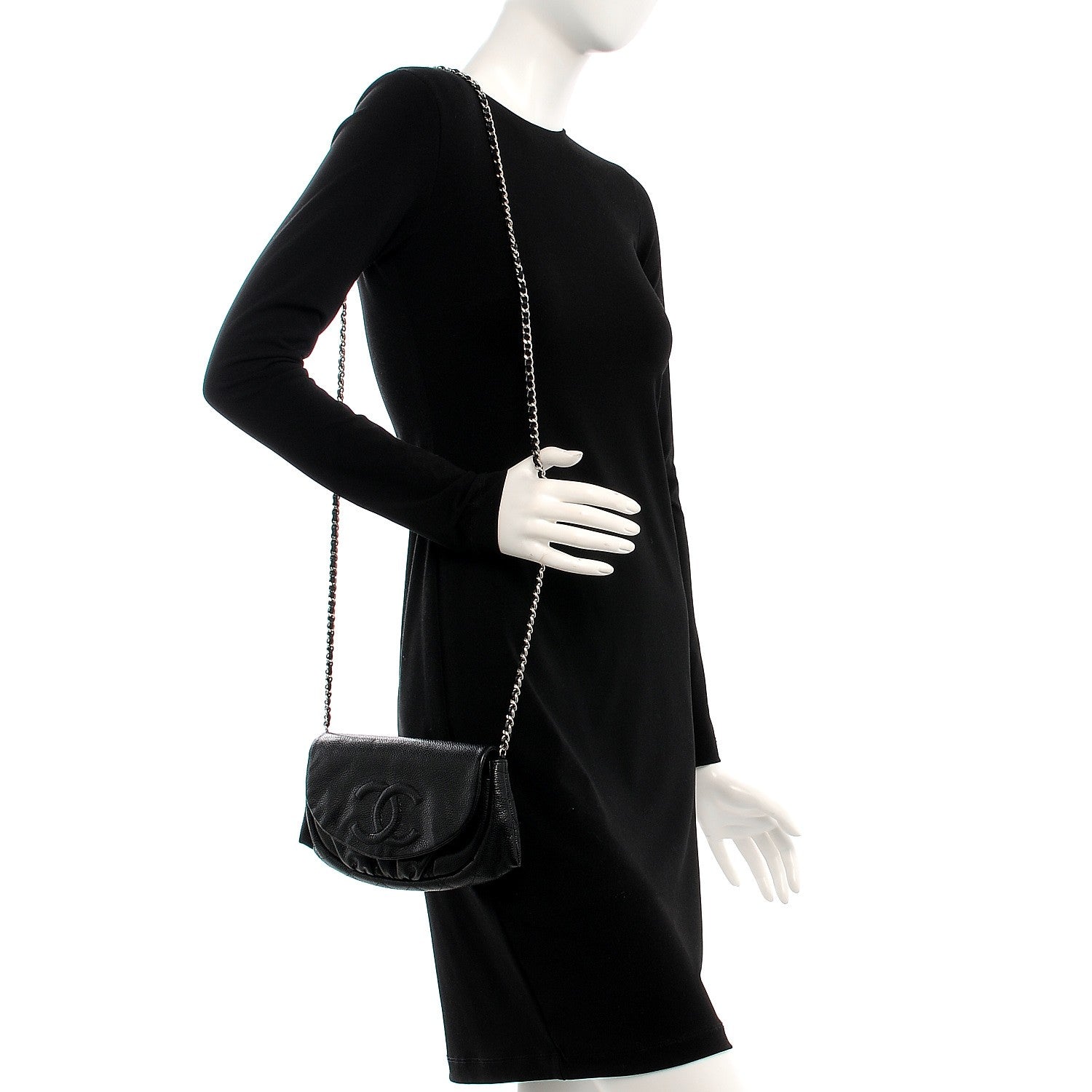 Chanel Caviar Half Moon Wallet On Chain WOC Black 2 of 9