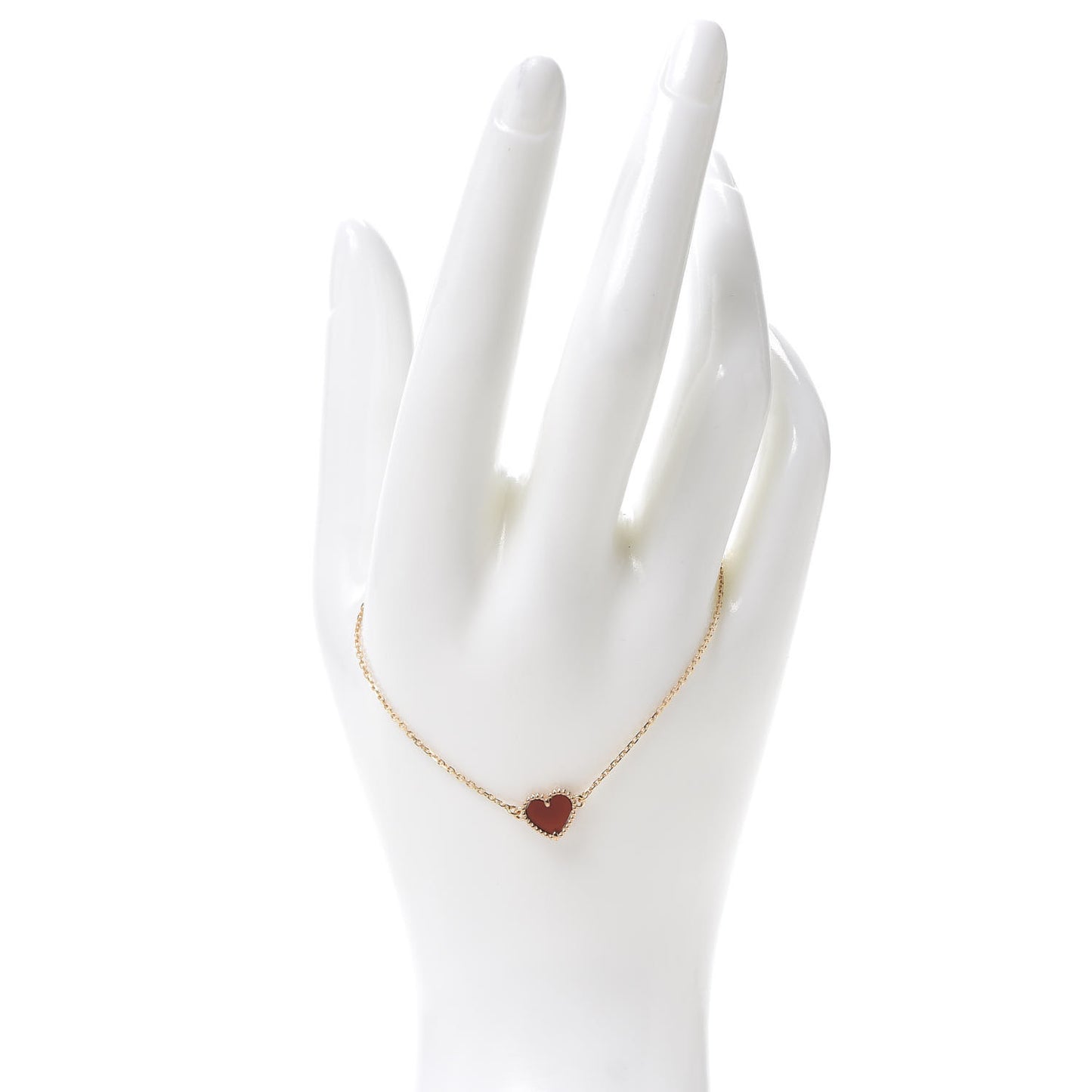 18K Rose Gold Carnelian Sweet Alhambra Heart Bracelet