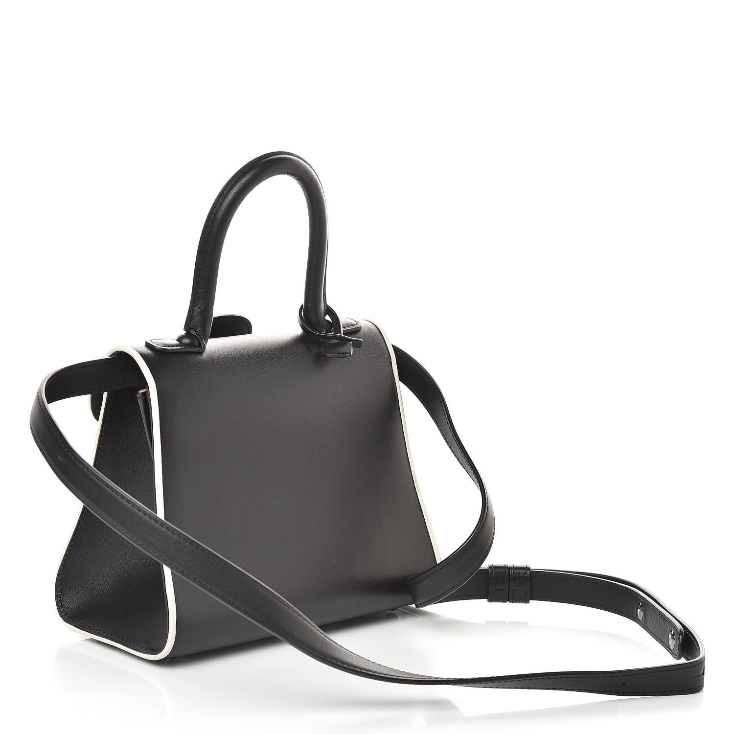 Delvaux Calfskin Illusion Piped Mini Brillant Satchel Black 3 of 9