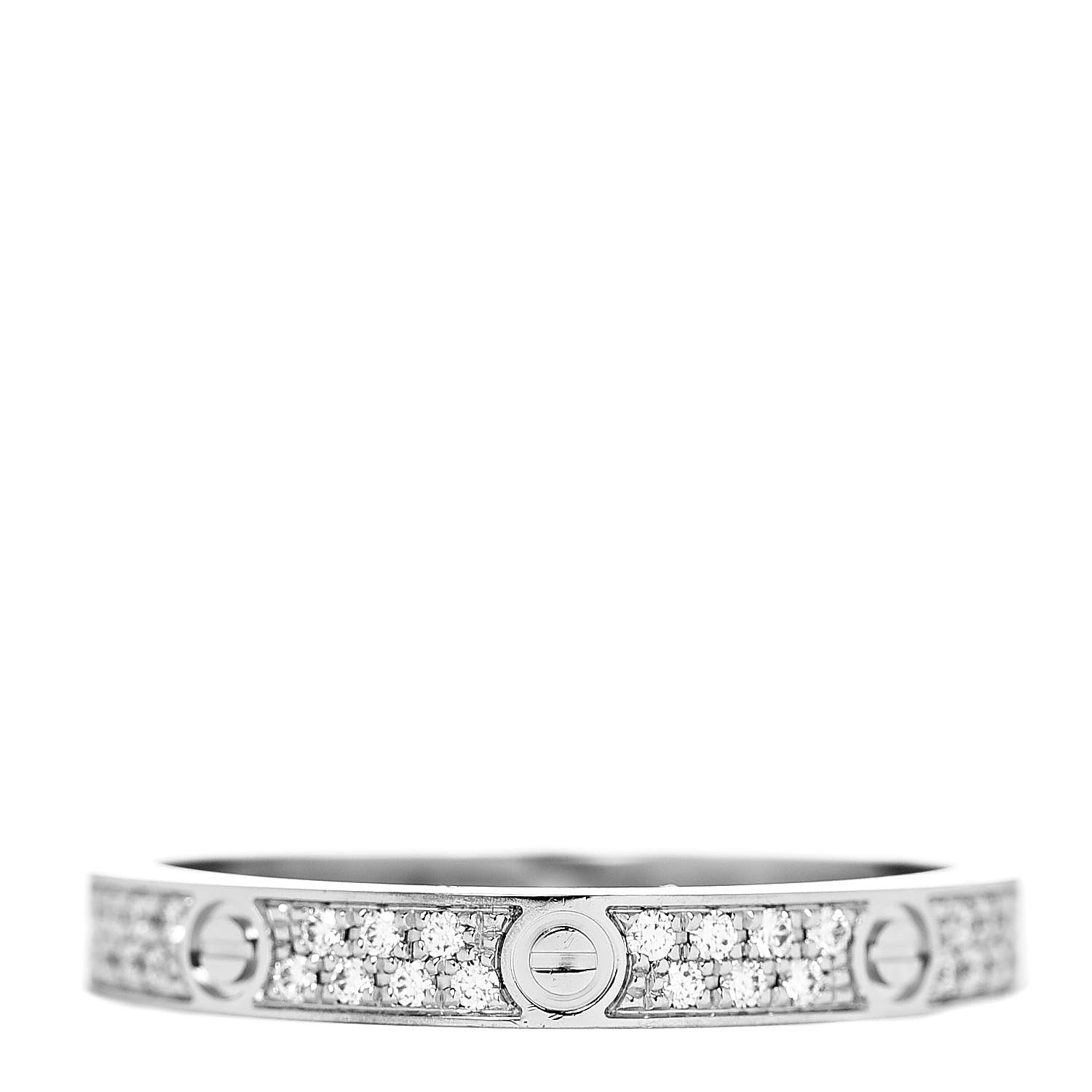 Cartier 18K White Gold Diamond 2.6mm LOVE Paved Band Ring 50 5.25 3 of 6