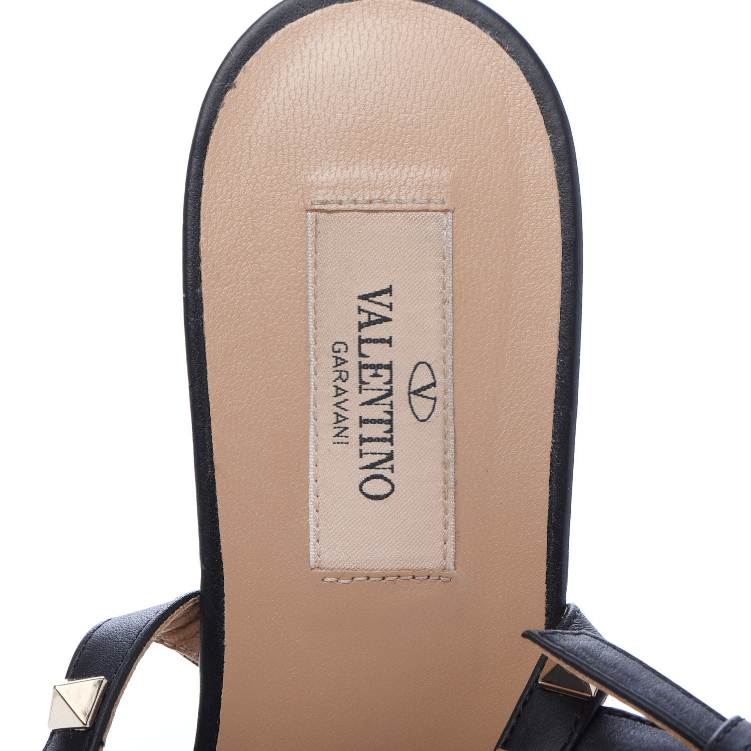 Valentino Garavani Calfskin Rockstud Ankle Wrap Flat Thong Sandals 37.5 Black 7 of 9