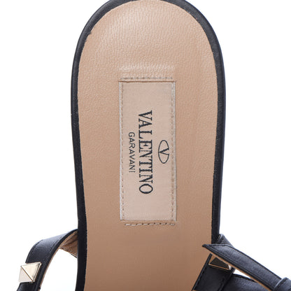 Valentino Garavani Calfskin Rockstud Ankle Wrap Flat Thong Sandals 37.5 Black 7 of 9