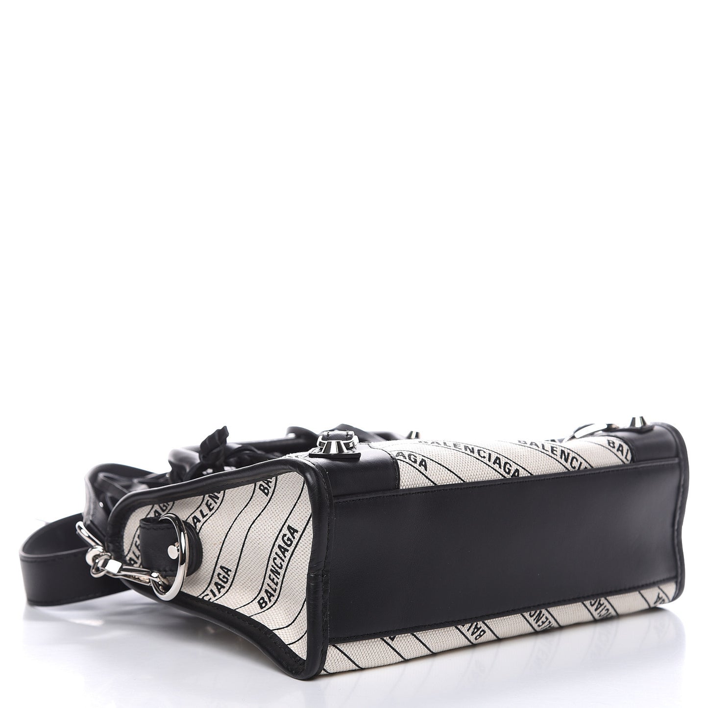 Canvas Satin Calfskin Diagonal Allover Logo Print Classic Silver Hardware Mini City Natural Black