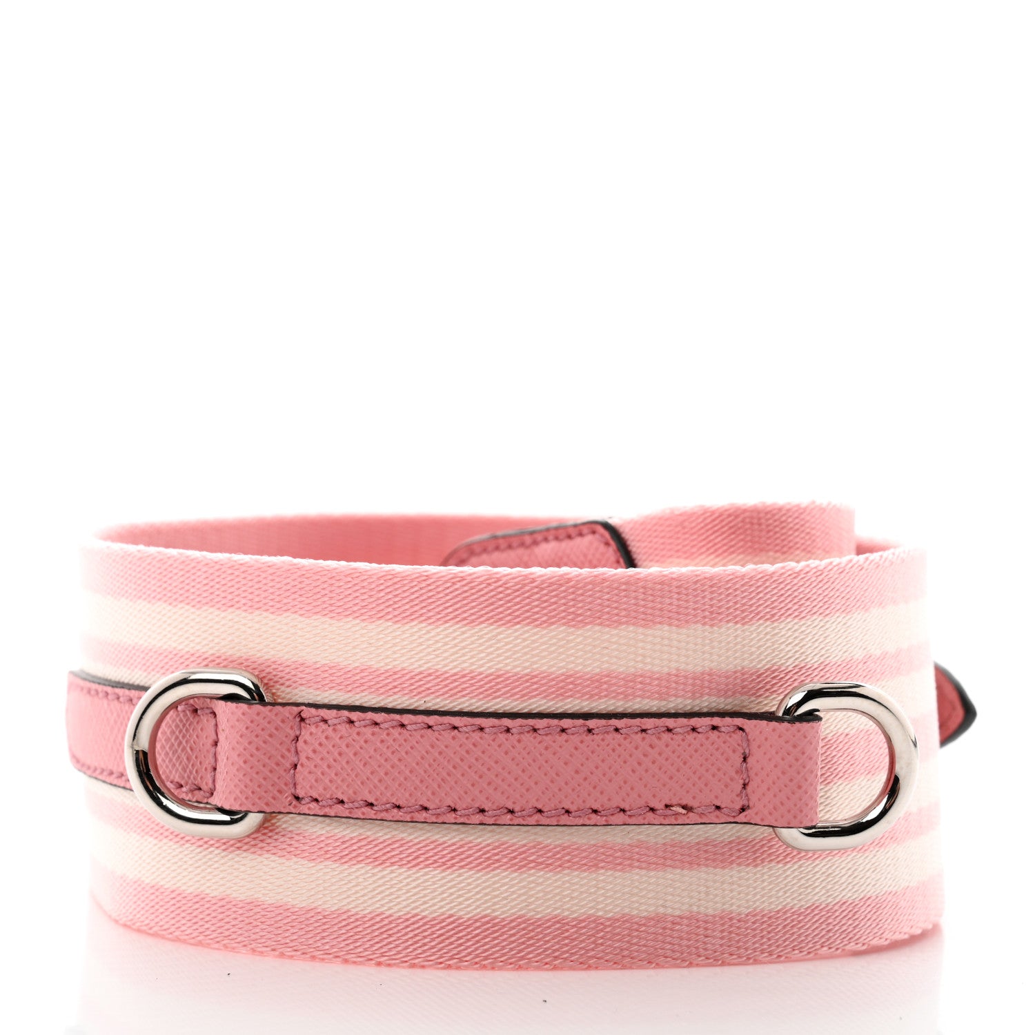 Prada Vitello Daino Striped Fabric Shoulder Strap Petalo 2 of 6