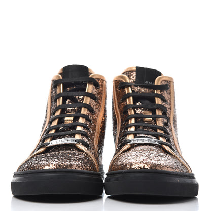 Gucci Nappa Glitter Galactica High Top Sneakers 38.5 Copper 2 of 11