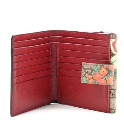 Gucci GG Supreme Monogram Tian French Flap Wallet Beige Multicolor Red 5 of 9