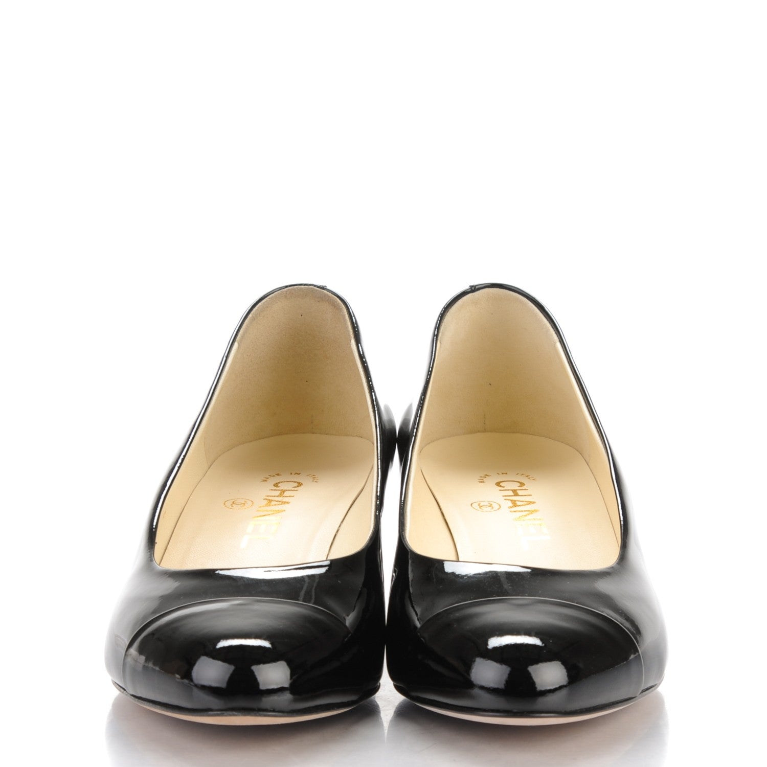Chanel Patent Calfskin Camellia Cap Toe Pumps 37 Black 2 of 8