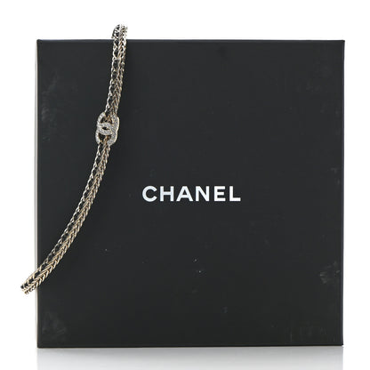 Chanel Metal Lambskin Crystal Chain CC Necklace Black Gold 7 of 7