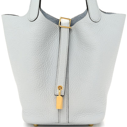 Hermes Taurillon Clemence Picotin Lock 18 PM Bleu Pale 7 of 10