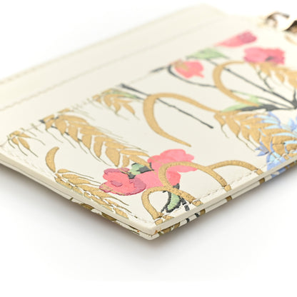 Christian Dior Calfskin Hibiscus Printed Card Holder Beige Multicolor 10 of 11