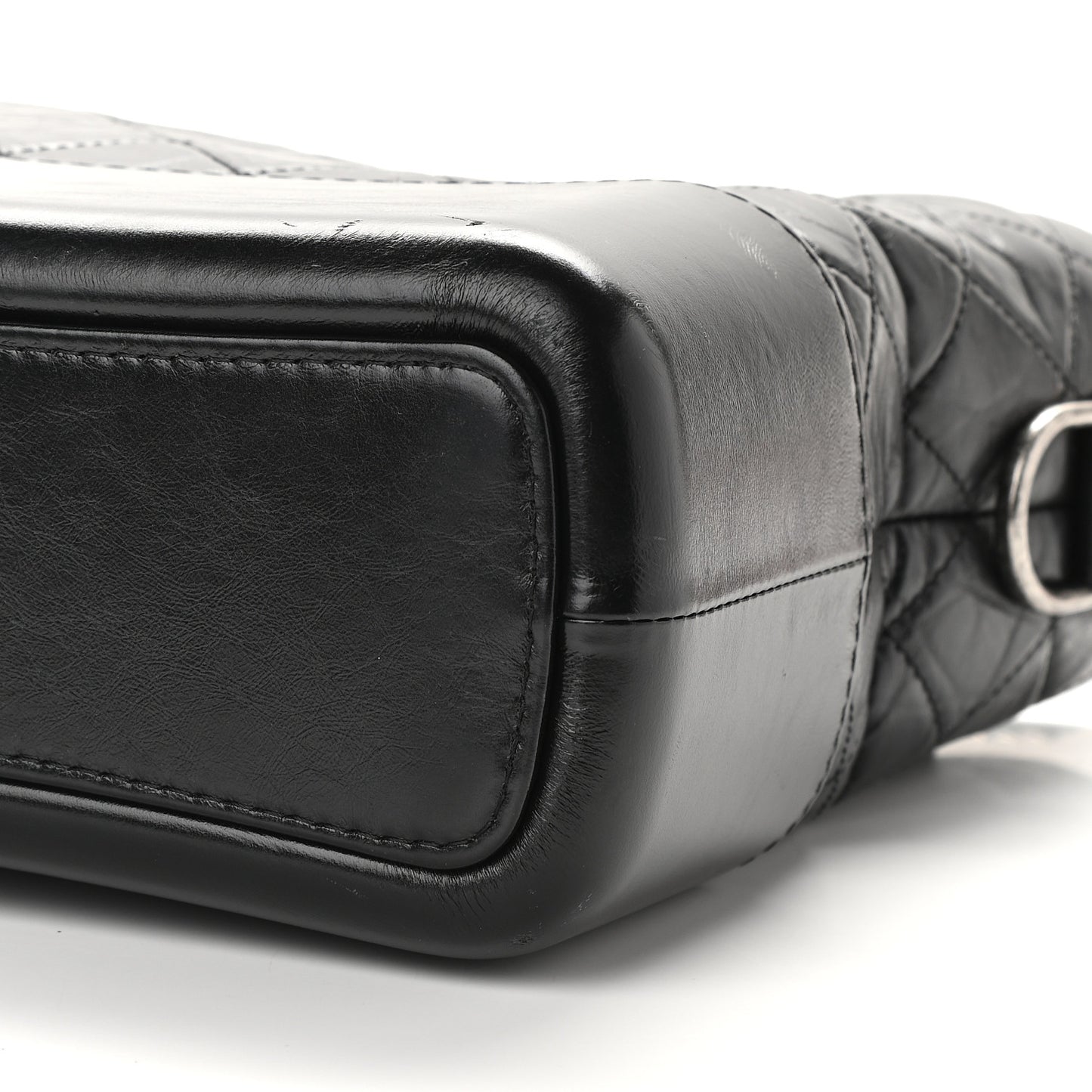 Aged Calfskin Quilted Medium Gabrielle Hobo Black