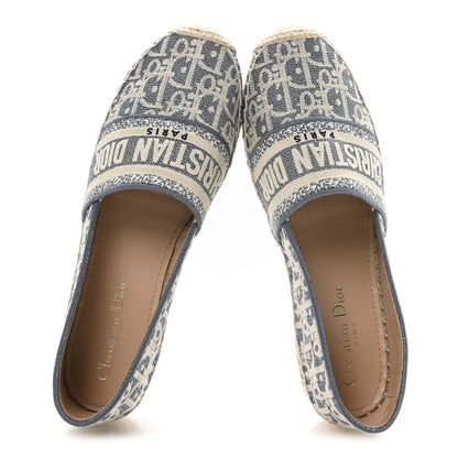 Christian Dior Oblique Chambray Raffia Effect Granville 15mm Espadrilles 38.5 Chambray Blue Ecru 2 of 9