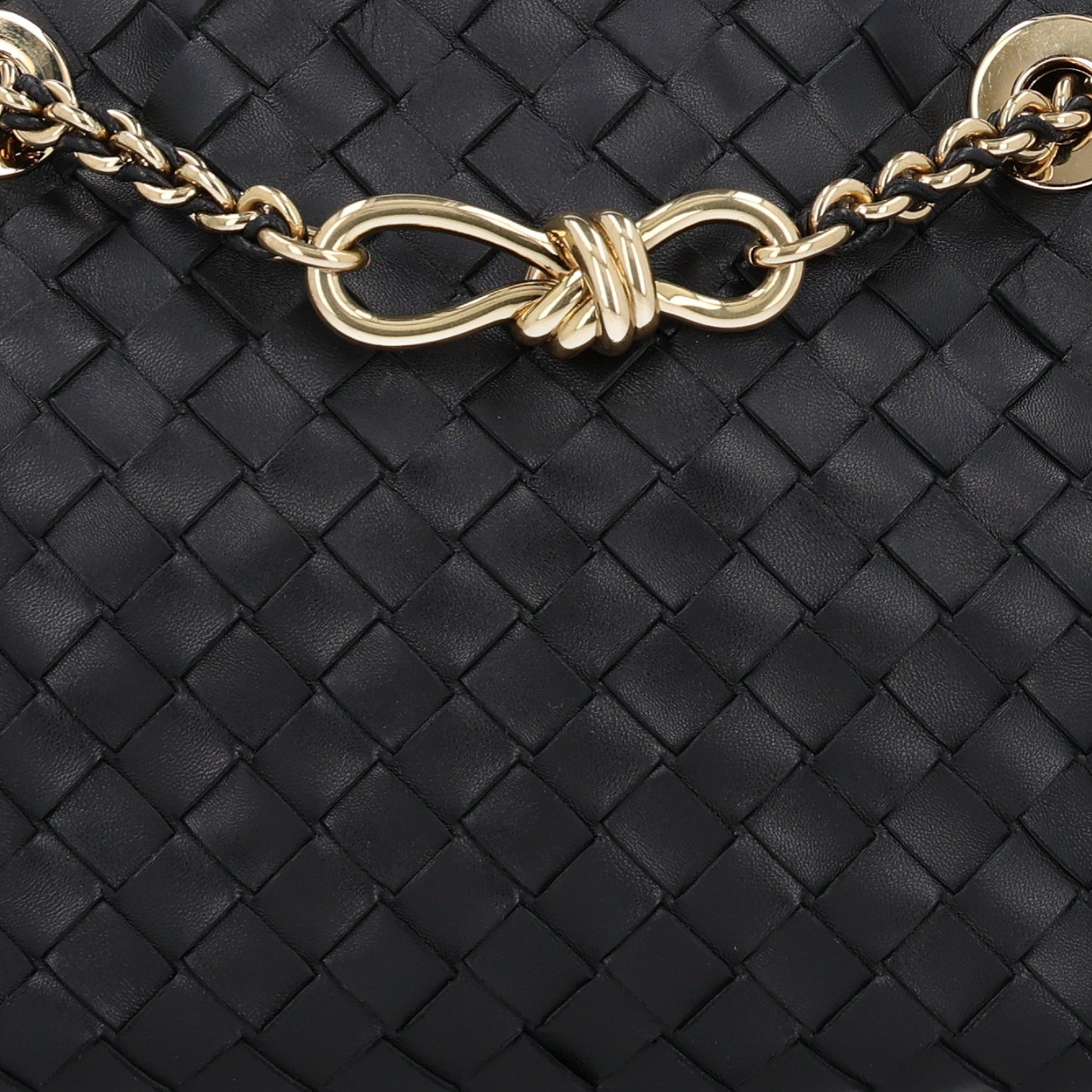 Nappa Intrecciato Small Andiamo With Chain Shoulder Bag Black