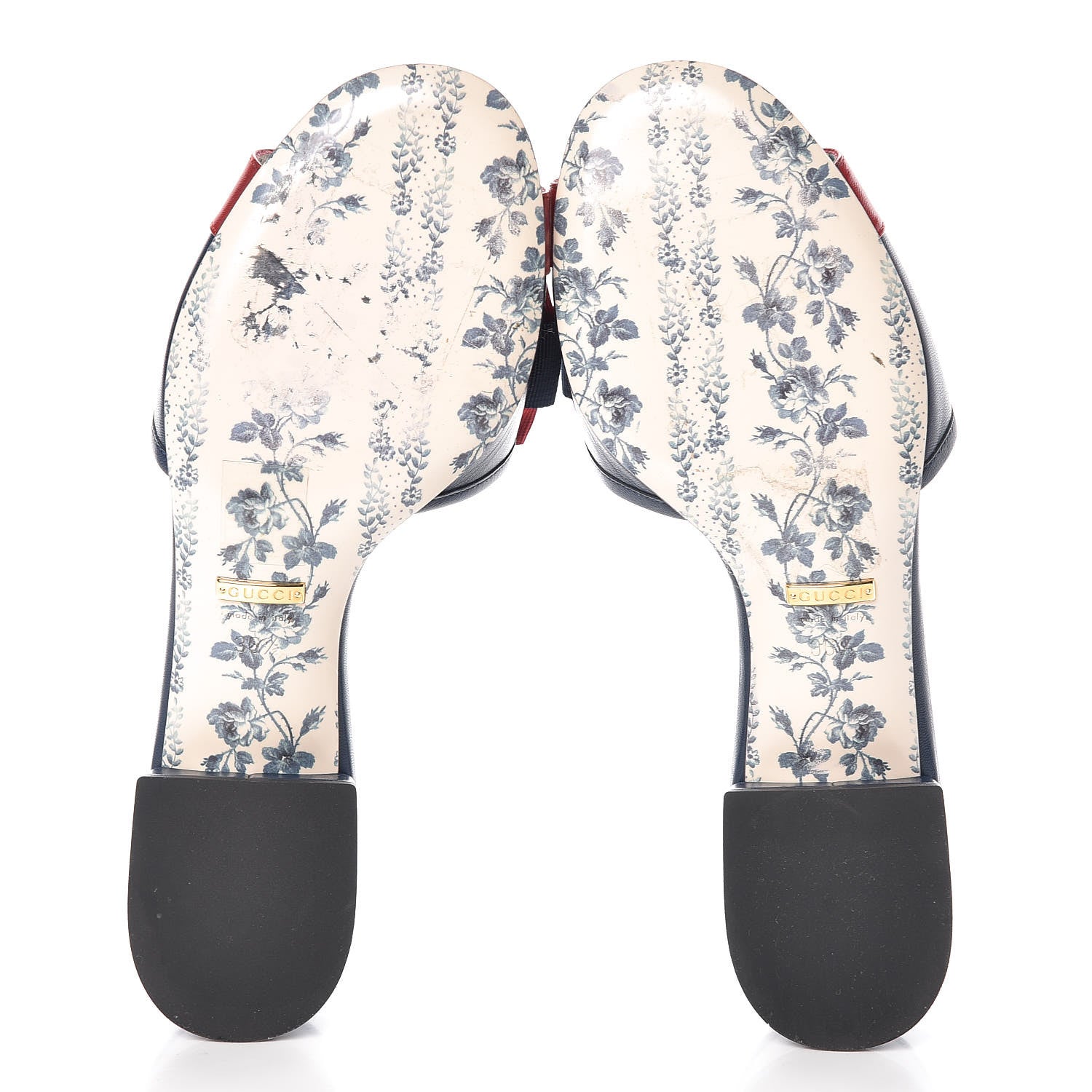Gucci Malaga Kid Sackville Web Bow Slide Sandals 36.5 Navy 5 of 10