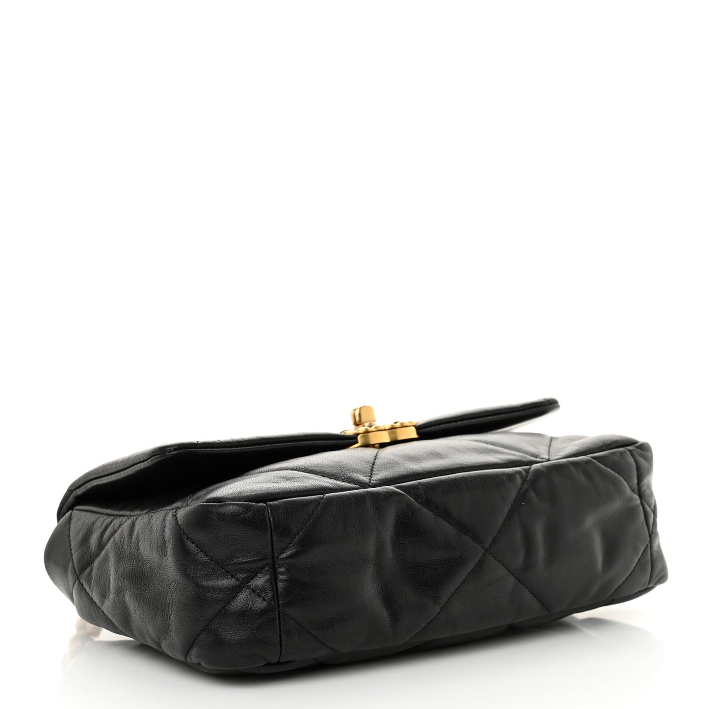 Shiny Goatskin Quilted Medium Chanel 19 Flap Black