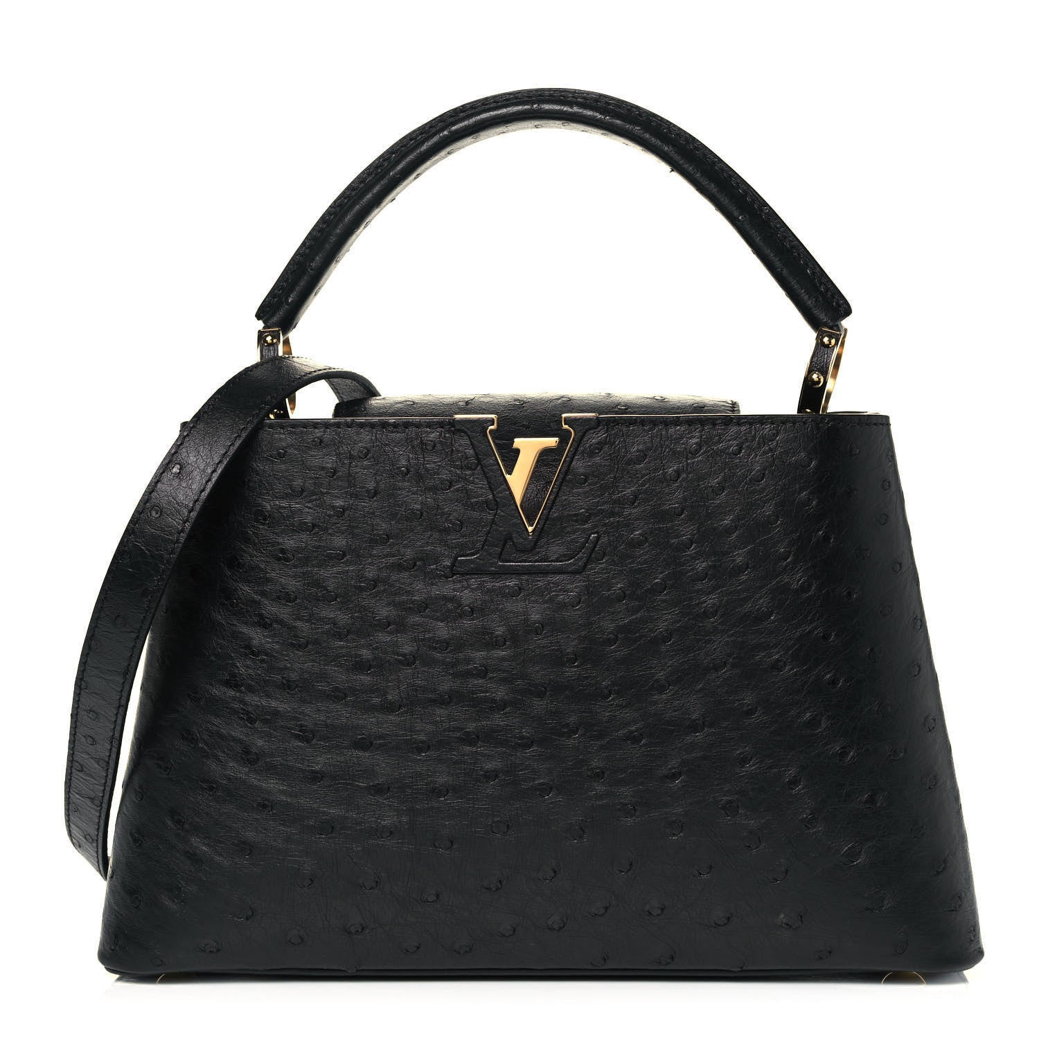 Louis Vuitton Ostrich Capucines MM Black 1 of 9