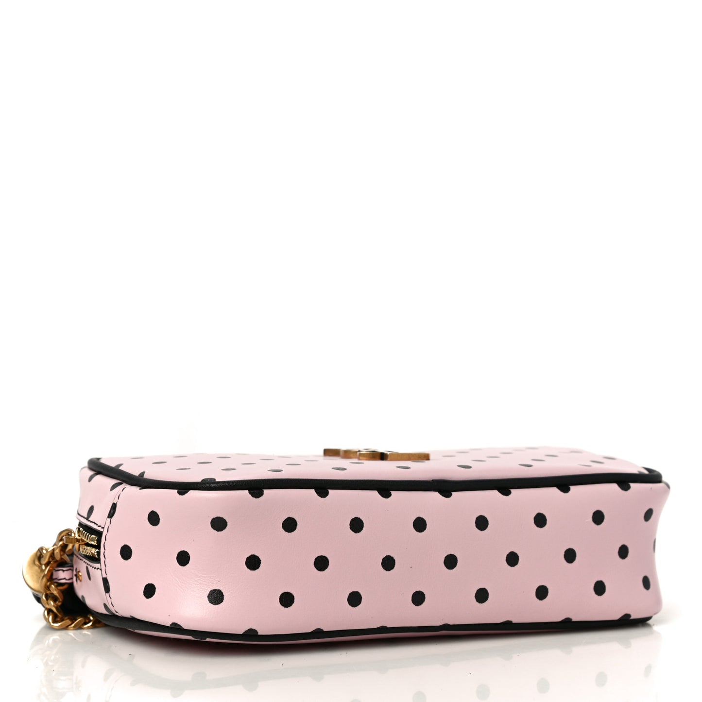 Calfskin Printed Polka Dot Mini Lou Camera Bag Pink Black