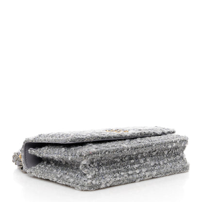 Chanel Wool Tweed Lambskin Quilted Chanel 19 Wallet On Chain WOC Grey 4 of 12