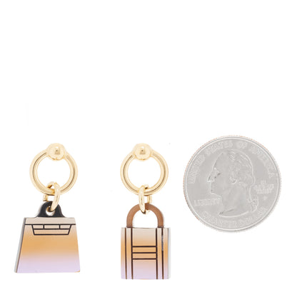 Hermes Permabrass Gold Plated Buffalo Horn Fusion Amulette Maroquinier Earrings Lilas 2 of 4