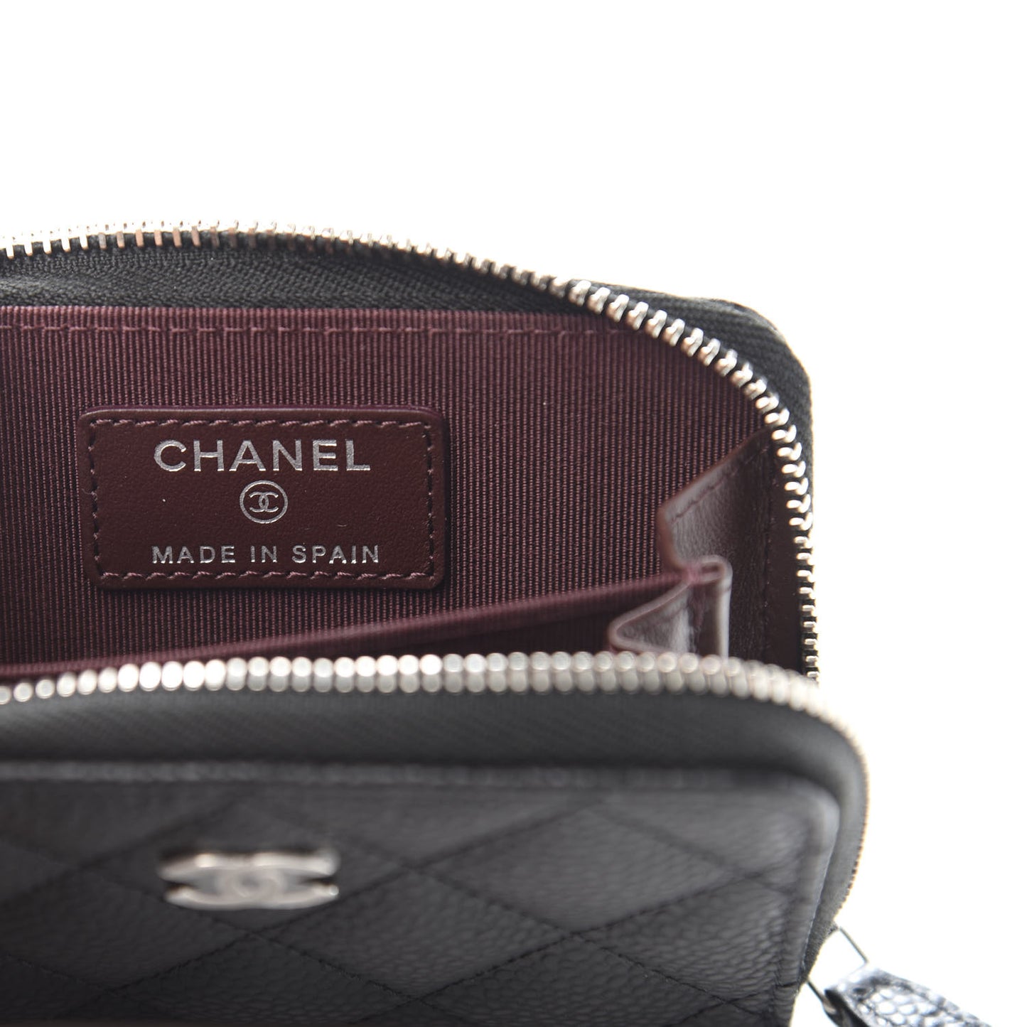 Caviar Quilted Zip Coin Purse Black