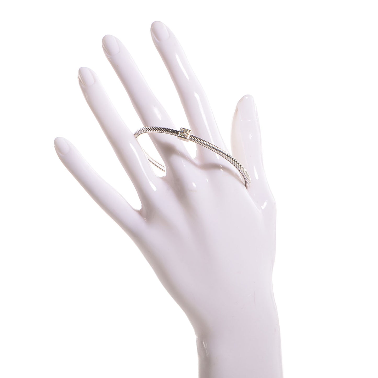 Sterling Silver Diamond Square Confetti 3mm Cable Bracelet