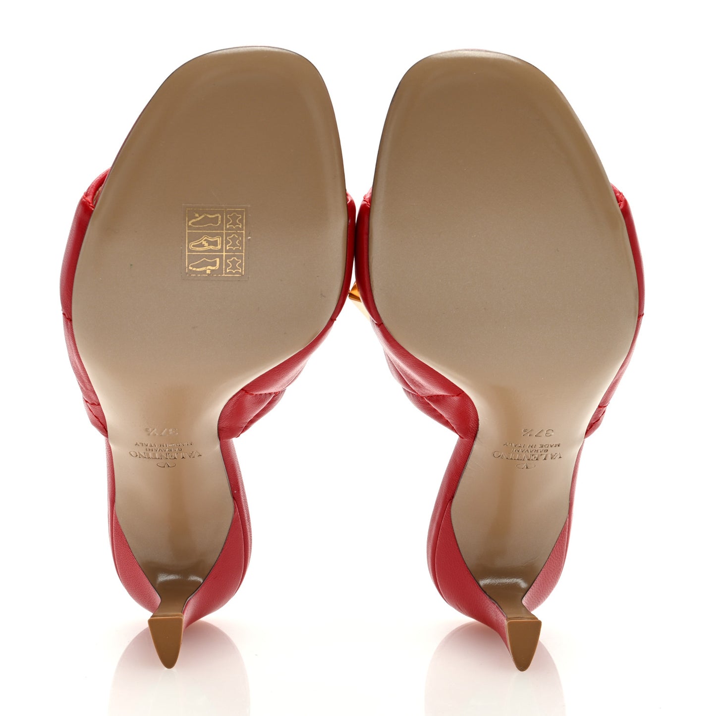 Nappa Quilted Roman Stud 65mm Slide Sandals 37.5 Red