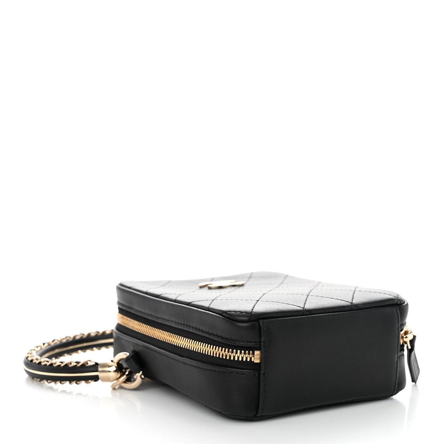 Calfskin Stitched Cup Of Tea Vanity Case Black