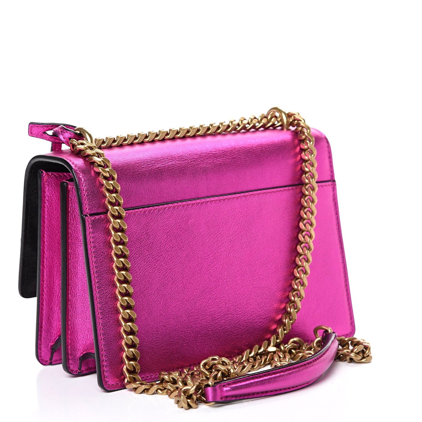 Metallic Calfskin Small Monogram Sunset Fuchsia