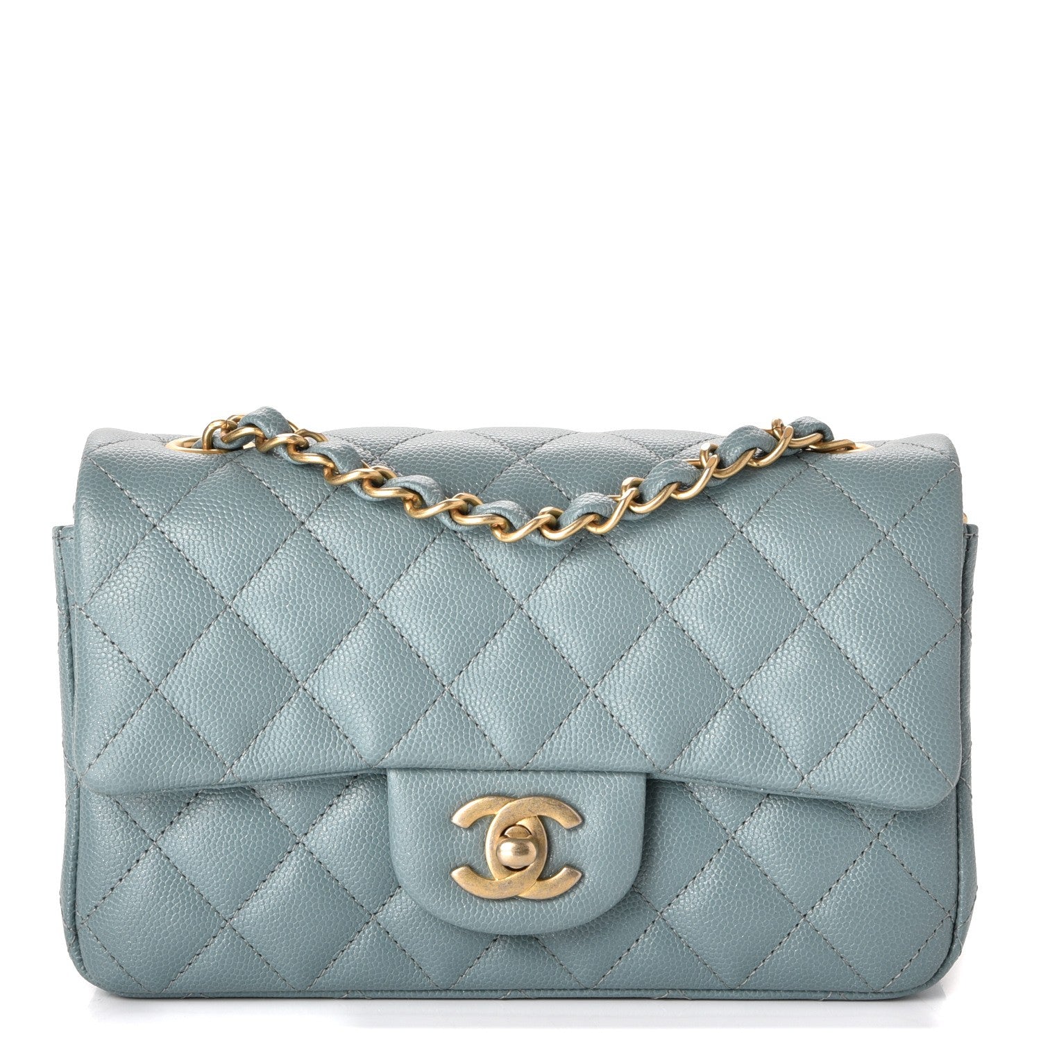 Chanel Iridescent Caviar Quilted Mini Rectangular Flap Light Blue 1 of 8