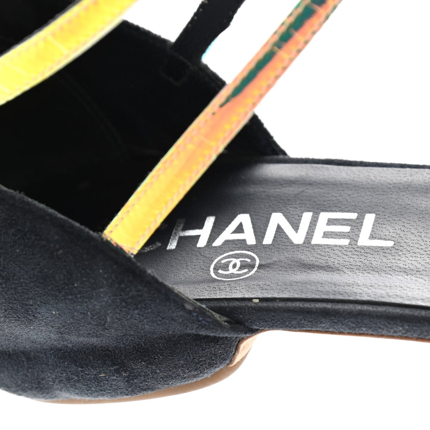Suede Iridescent Patent Caged Sandals 38 Navy Blue
