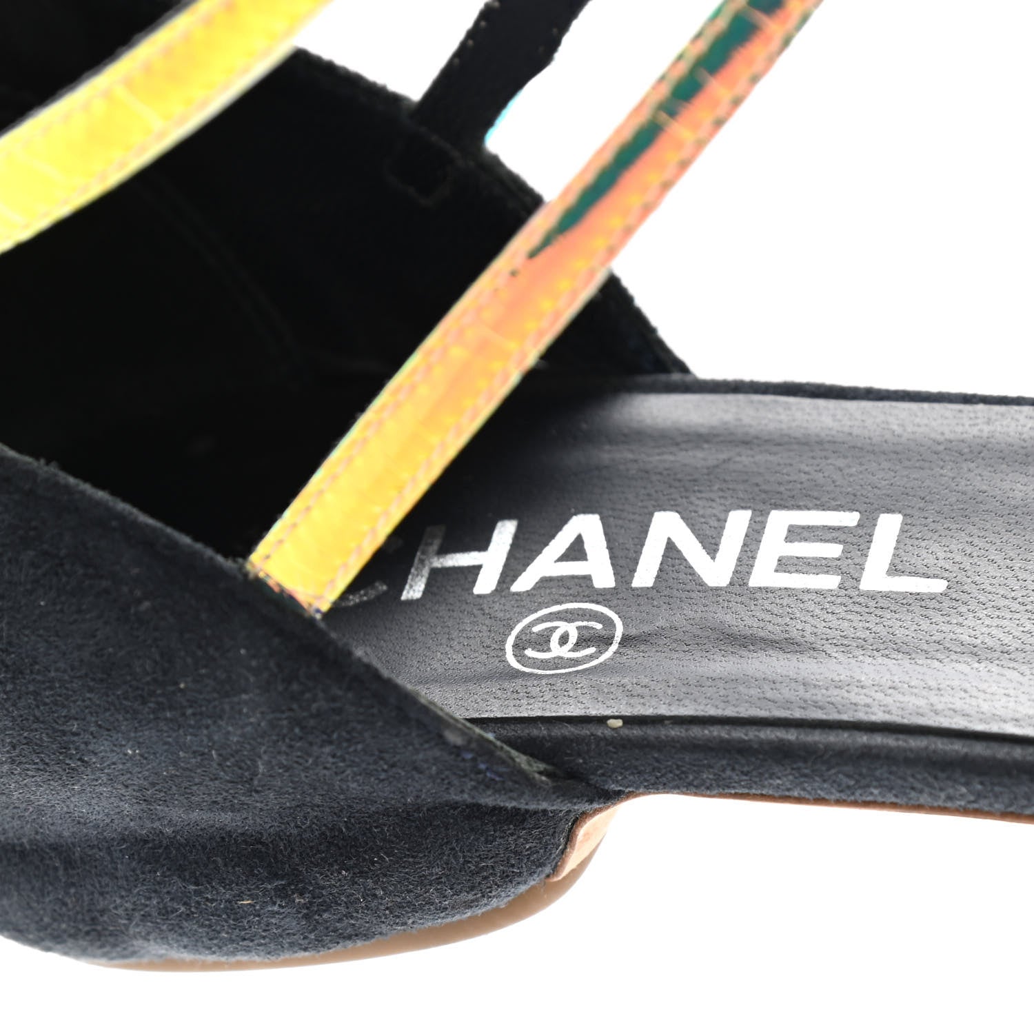 Chanel Suede Iridescent Patent Caged Sandals 38 Navy Blue 10 of 11
